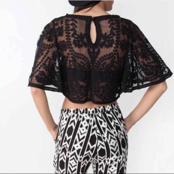 Wishlist Tops - Black Lace Crop Top